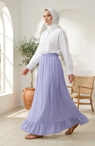 Jupe à Pois Taille élastique 0309-05 Lilas 0309-05