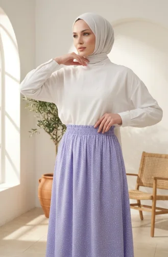 Jupe à Pois Taille élastique 0309-05 Lilas 0309-05