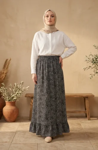 Jupe à Pois à Taille élastique 0306-01 Noire 0306-01