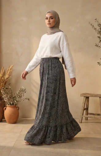 Jupe à Pois à Taille élastique 0306-01 Noire 0306-01