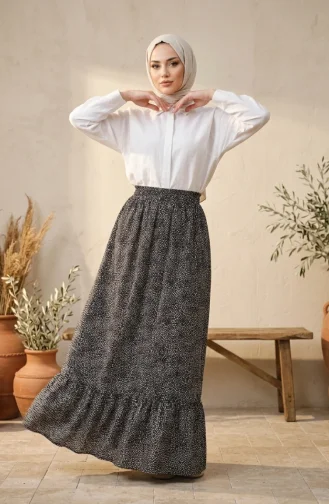 Jupe à Pois à Taille élastique 0306-01 Noire 0306-01