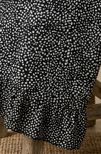 Jupe à Pois à Taille élastique 0306-01 Noire 0306-01