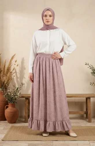 Jupe à Pois Avec Taille élastique 0306-03 Rose 0306-03