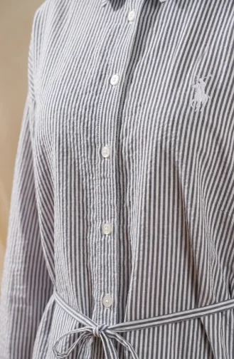 Çizgili Polo Yaka Tunik Etek ikili Takım 0321-07 Lacivert
