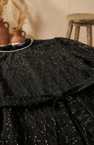 Robe De Soirée à Ceinture Ornée De Sequins 6393-04 Noire 6393-04