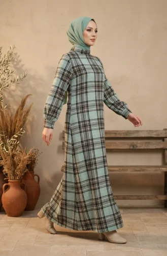 Robe D`hiver Bûcheron à Carreaux Boutonnée 2510A-03 Vert Clair 2510A-03