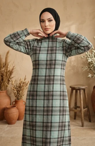 Robe D`hiver Bûcheron à Carreaux Boutonnée 2510A-03 Vert Clair 2510A-03