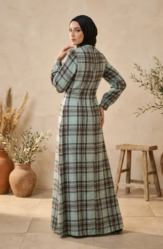 Robe D`hiver Bûcheron à Carreaux Boutonnée 2510A-03 Vert Clair 2510A-03