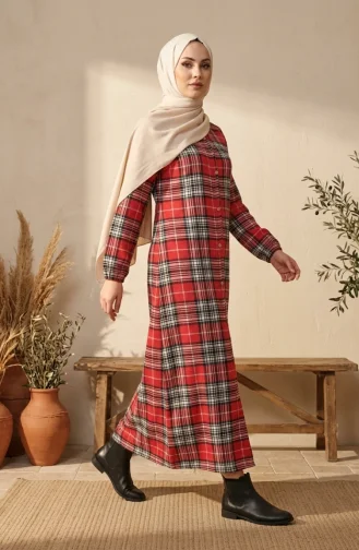 بدلة شتوية منقوشة بأزرار على طراز الحطاب، 2510A-04، لون أحمر 2510A-04