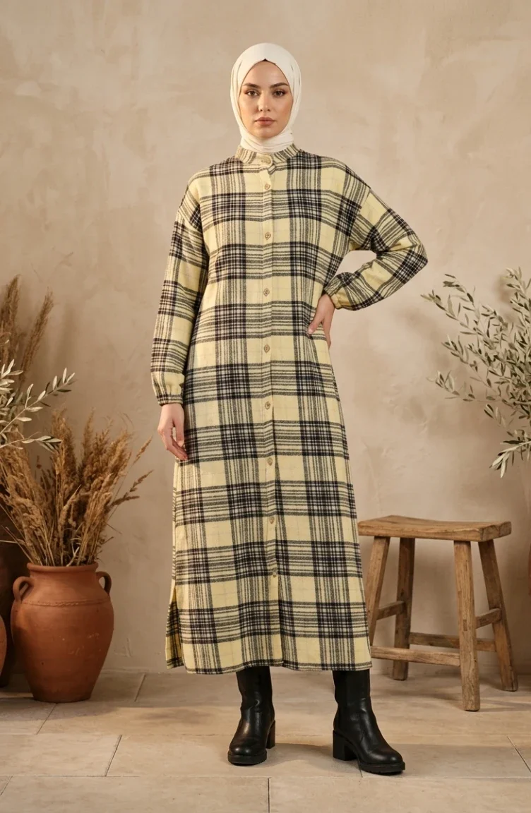 بدلة شتوية منقوشة بأزرار على طراز الحطاب 2510A-05 أصفر أسود 2510A-05
