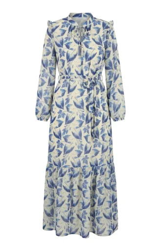 Chiffonkleid Mit Blattmuster 50009-03 Blau 50009-03