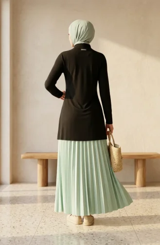بدلة جسم بأكمام طويلة وياقة عالية 5052-01 أسود 5052-01