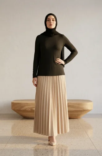 بدلة جسم بأكمام طويلة وياقة عالية 5052-02 كاكي 5052-02