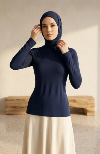 بدلة جسم بأكمام طويلة وياقة عالية 5052-04، لون كحلي 5052-04
