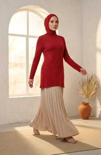 بدلة جسم بأكمام طويلة وياقة عالية 5052-06 لون عنابي 5052-06