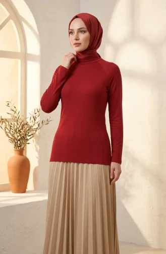 بدلة جسم بأكمام طويلة وياقة عالية 5052-06 لون عنابي 5052-06