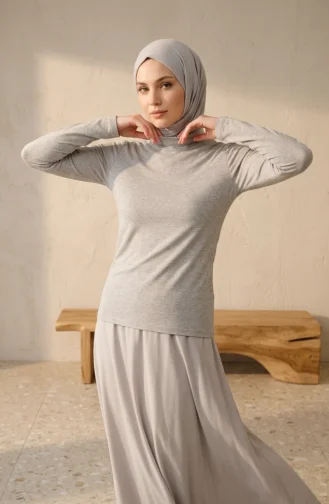 بدلة جسم بأكمام طويلة وياقة عالية 5052-09 لون المنك 5052-09