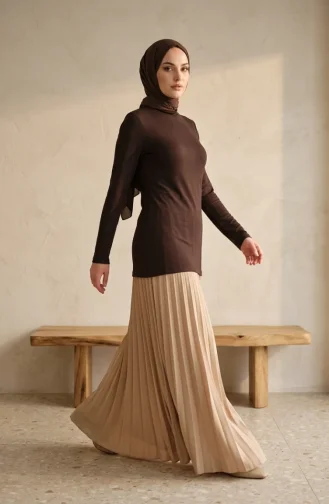 بدلة جسم بأكمام طويلة وياقة عالية 5052-10 بني 5052-10