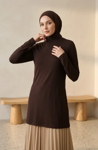 بدلة جسم بأكمام طويلة وياقة عالية 5052-10 بني 5052-10