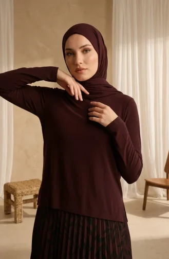 Zweiteiliges Hijab-Set Aus Sandfarbenem Stoff Mit Bluse Und Rock Artikelnummer 5582-02 Braun 5582-02