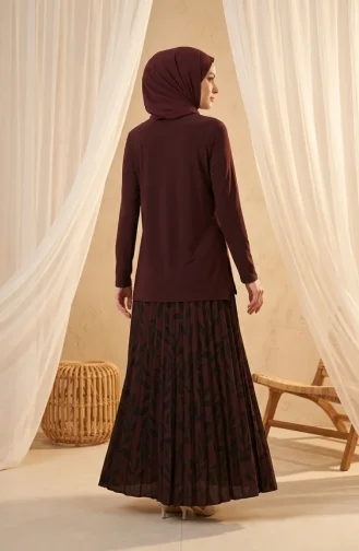 Zweiteiliges Hijab-Set Aus Sandfarbenem Stoff Mit Bluse Und Rock Artikelnummer 5582-02 Braun 5582-02