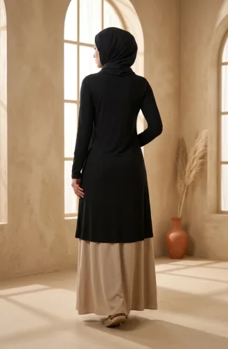 تونيك طويل من الفسكوز بمقاسات كبيرة 4026-01 أسود 4026-01