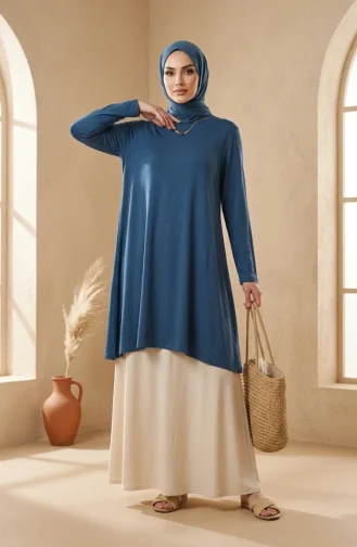 Plus Size Viscose Long Tunic 4026-05 Indigo 4026-05