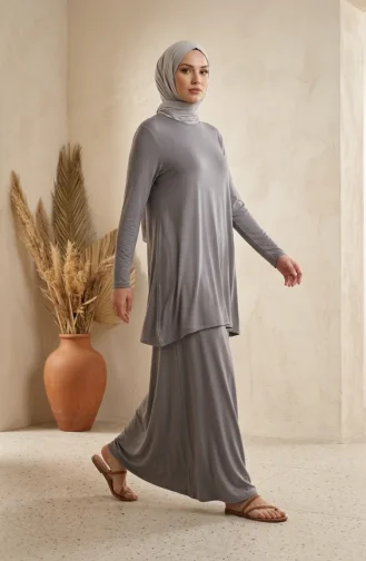 Plus Size Viscose Long Tunic 4026-06 Grey 4026-06