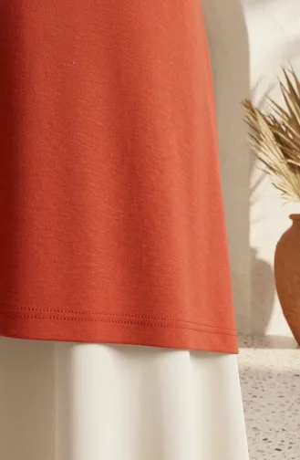 تونيك طويل من الفسكوز بمقاسات كبيرة 4026-07 تيراكوتا 4026-07