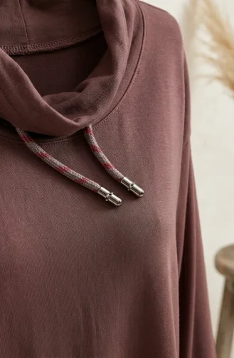 Fisherman Collar Tunic With Drawstring 5047-01 Brown 5047-01