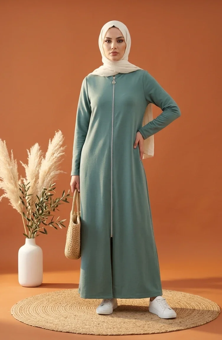 عباية رياضية بخيطين 5027-06 لون أخضر فاتح 5027-06