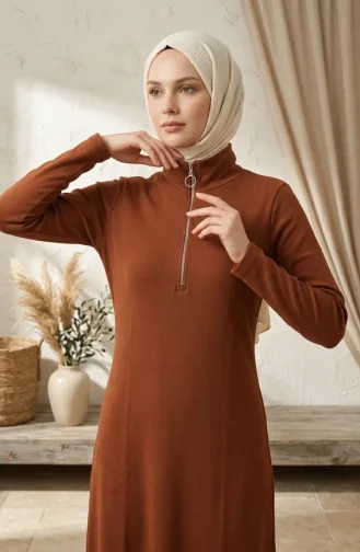 Robe Zippée 5042-05 Couleur Cannelle 5042-05