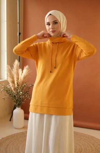 سترة بياقة صياد مع رباط 5047-05 لون زعفراني 5047-05