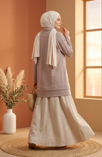 سترة بياقة صياد مع رباط 5047-06 لون حجري 5047-06