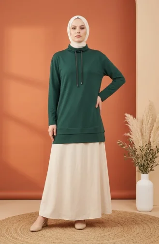 سترة بياقة صياد مع رباط 5047-10 أخضر زمردي 5047-10