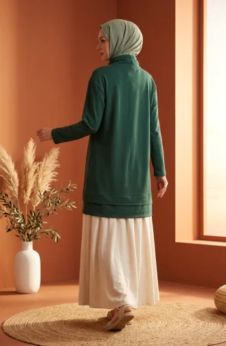 سترة بياقة صياد مع رباط 5047-10 أخضر زمردي 5047-10