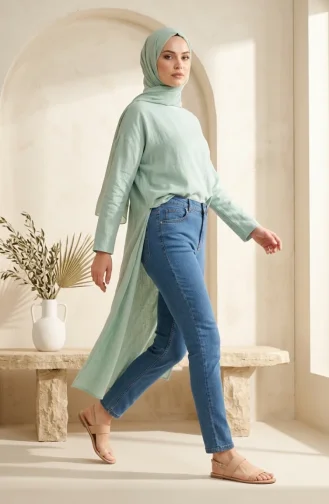 Jeansbroek Met Hoge Taille 10226-02 Blauw 10226-02