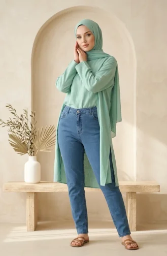 Jeansbroek Met Hoge Taille 10226-02 Blauw 10226-02