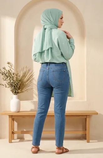 Jeansbroek Met Hoge Taille 10226-02 Blauw 10226-02