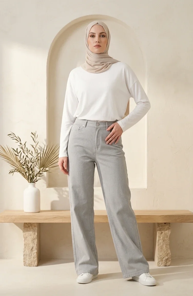 Palazzo Wide Leg Jeans 18105-02 Hellgrau 18105-02
