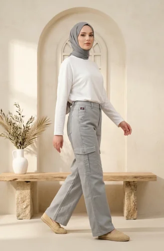 Cargo-Jeans Mit Weitem Bein Modell 20226-02 Hellgrau 20226-02