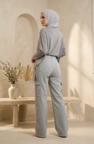 Cargo-Jeans Mit Weitem Bein Modell 20226-02 Hellgrau 20226-02