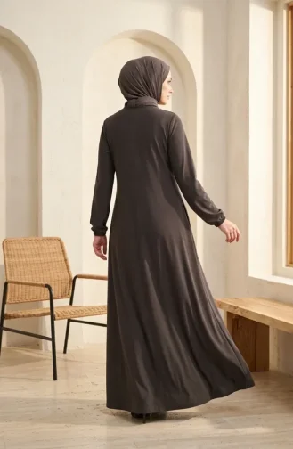 Abaya à Manches élastiquées Et Fermeture éclair 0327-01 Kaki 0327-01