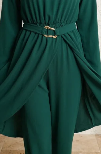 Ensemble Hijab Deux Pièces Avec Taille élastique 2279-01 Vert émeraude 2279-01