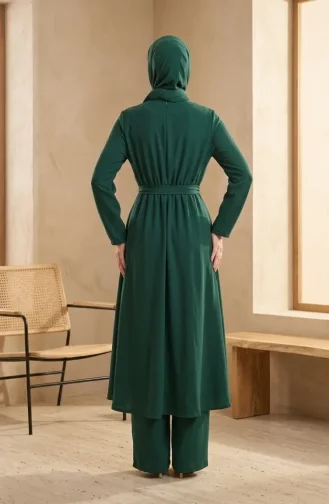 Ensemble Hijab Deux Pièces Avec Taille élastique 2279-01 Vert émeraude 2279-01