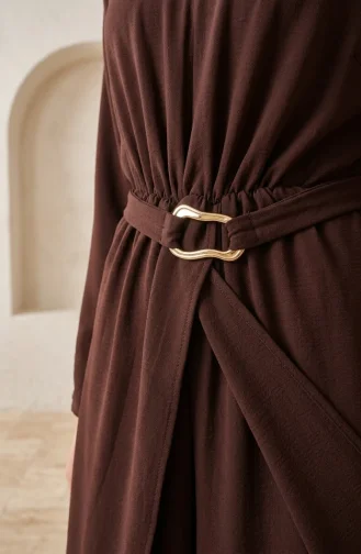 Two-piece Modest Set With Elasticated Waist And Belt 2279-02 Brown 2279-02