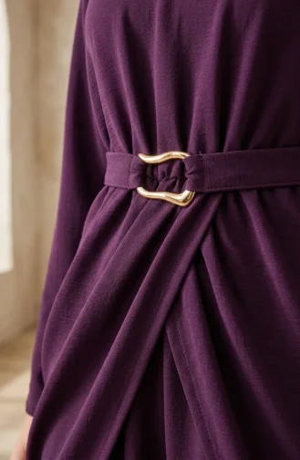 طقم محتشم من قطعتين بخصر مطاطي وحزام، 2279-04 بنفسجي 2279-04