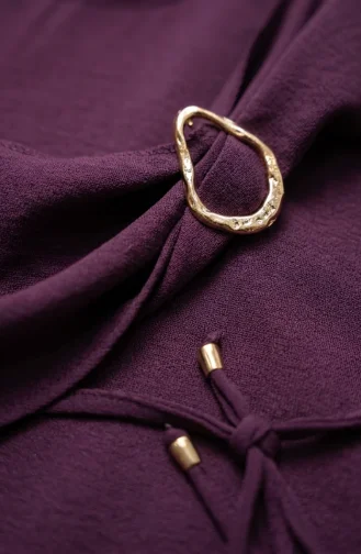 Circle Detail Lace-Up Hijab Two-Piece Set 2280-05 Purple 2280-05