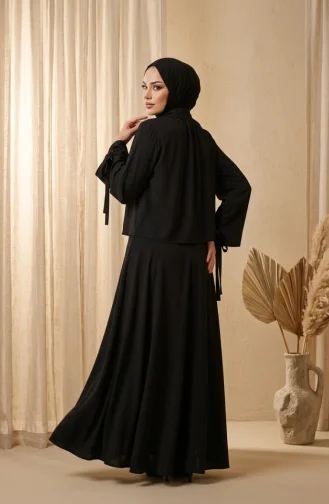 Ensemble Hijab Deux Pièces Avec Chemisier Et Jupe à Boutons Référence 5658-03 Noir 5658-03