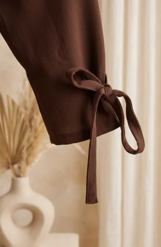 Ensemble Hijab Deux Pièces Avec Chemisier Et Jupe à Boutons Référence 5658-04 Marron 5658-04